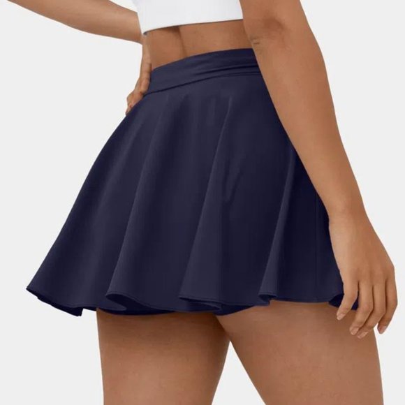 HALARA Women's Breezeful High Waist Navy Faux Wrap Micro Mini Skirt Large NWT - Picture 2 of 9